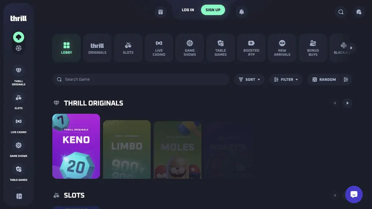 Thrill mobile kryptokasino med casino og sportsbook