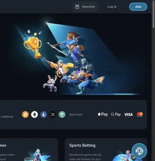 Thunderpick detalje med spil, betaling eller konto