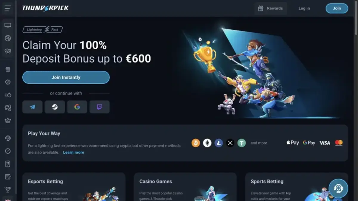 Thunderpick casino brugerflade som udgangspunkt for alternativer