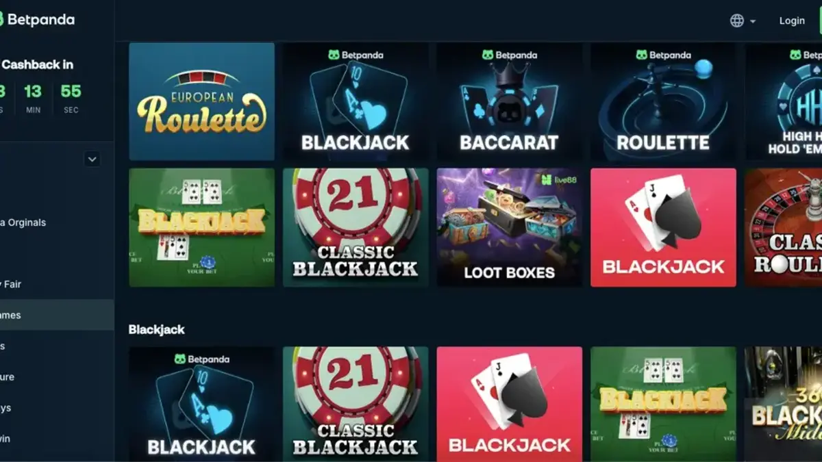 BetPanda brugerflade og casinospil