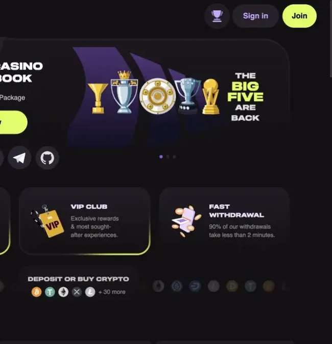 Cloudbet kasse, spil eller kontofunktioner