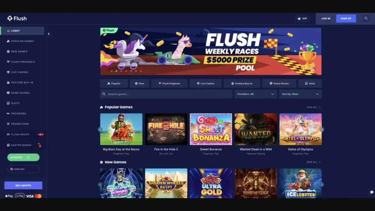 Flush brugerflade og casinospil